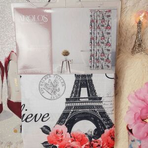 Paris Eiffel Tower Shower Curtain Fabric 72 in X 72 in NWT